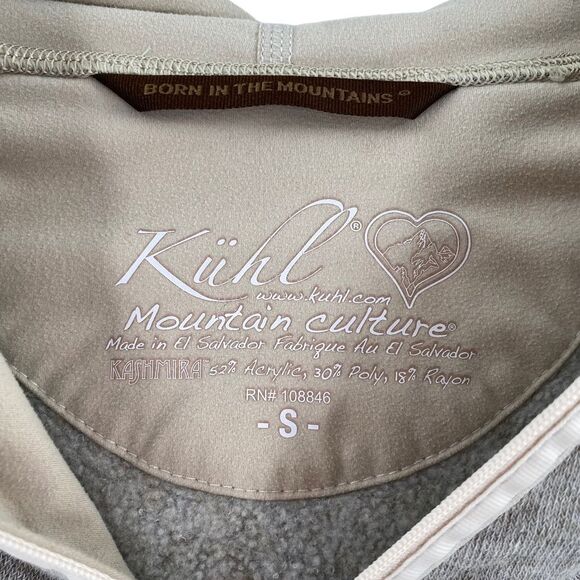 Kuhl Kashmira ¼ Zip Pullover Hoodie Size S Oatmeal‎ Gray Fleece Lined - Picture 3 of 8